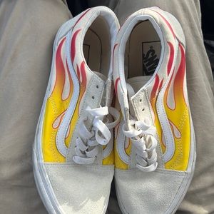 Vans, size 8 , cream white with flames